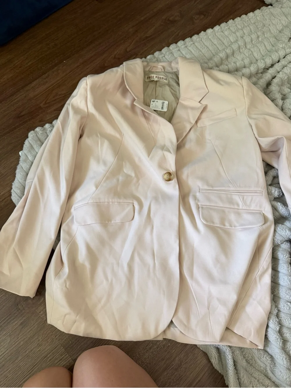 Free People Pale Pink Single-Button Blazer
